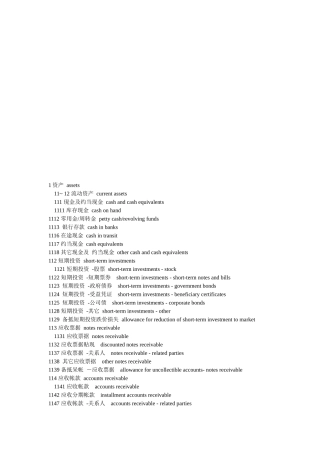 资产负债表的中英文对照