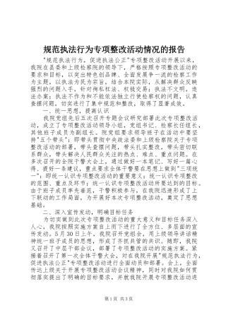 规范执法行为专项整改活动情况的报告