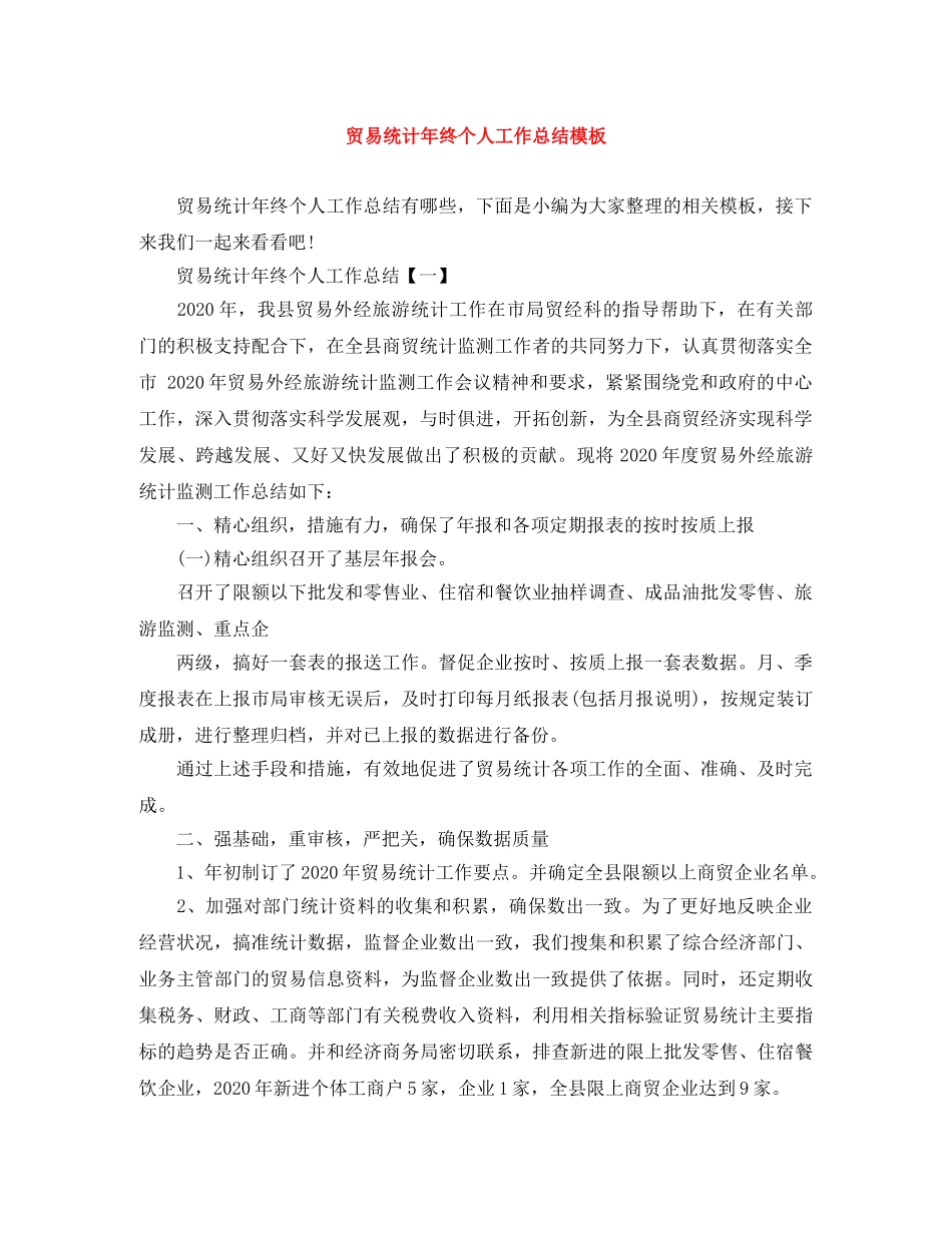 贸易统计年终个人工作总结模板 _第1页