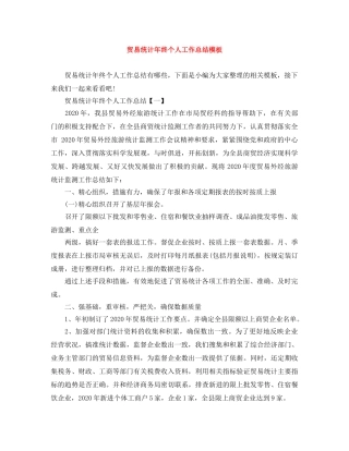 贸易统计年终个人工作总结模板 