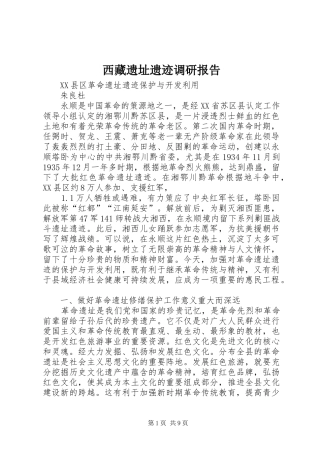 西藏遗址遗迹调研报告