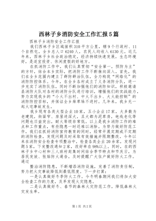 西林子乡消防安全工作汇报5篇