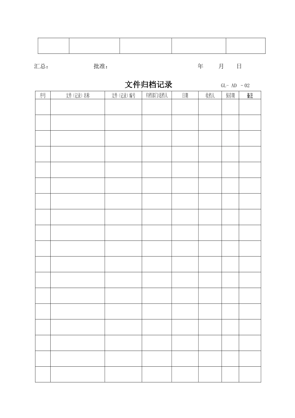 质量记录清单GL-AD–01-2_第2页