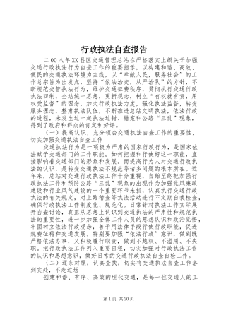 行政执法自查报告