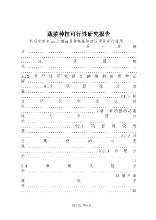 蔬菜种植可行性研究报告