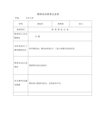 教研活动检查记录表