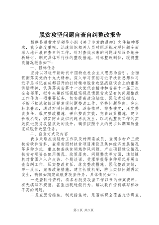 脱贫攻坚问题自查自纠整改报告