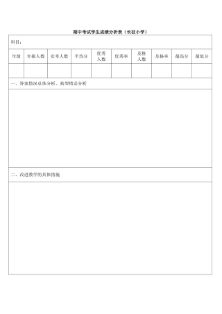 期中考试学生成绩分析表