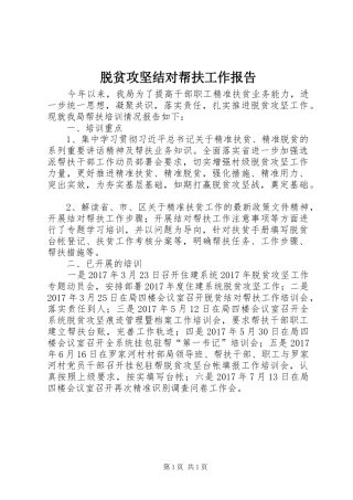 脱贫攻坚结对帮扶工作报告