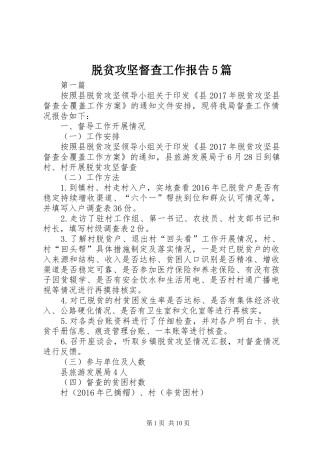 脱贫攻坚督查工作报告5篇