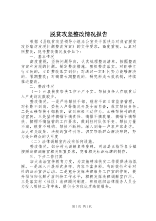 脱贫攻坚整改情况报告