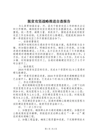 脱贫攻坚战略推进自查报告