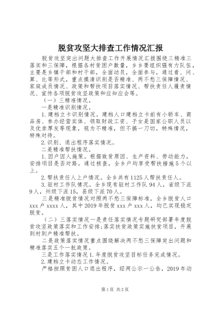 脱贫攻坚大排查工作情况汇报