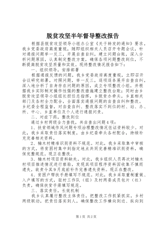 脱贫攻坚半年督导整改报告