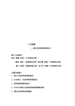谭木匠网络营销策划书样本