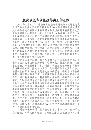 脱贫攻坚专项整改落实工作汇报