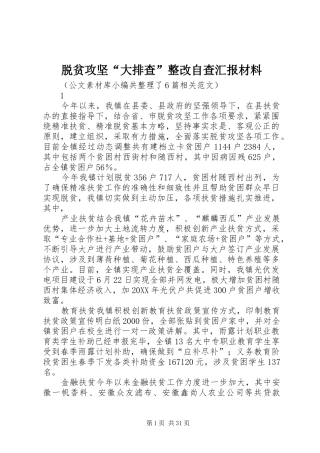 脱贫攻坚“大排查”整改自查汇报材料