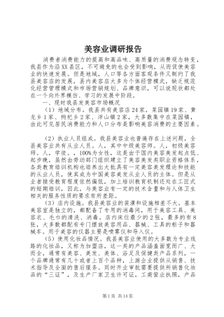 美容业调研报告