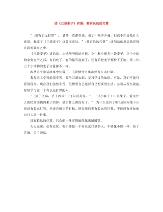 读《三袋麦子》有感要有长远的打算 