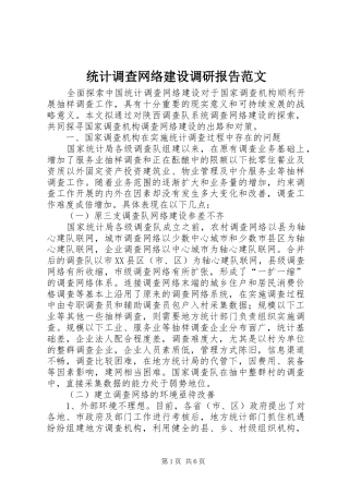 统计调查网络建设调研报告范文