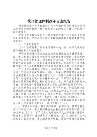 统计管理体制改革自查报告