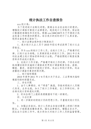 统计执法工作自查报告