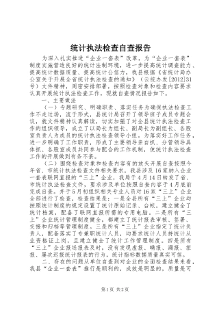 统计执法检查自查报告