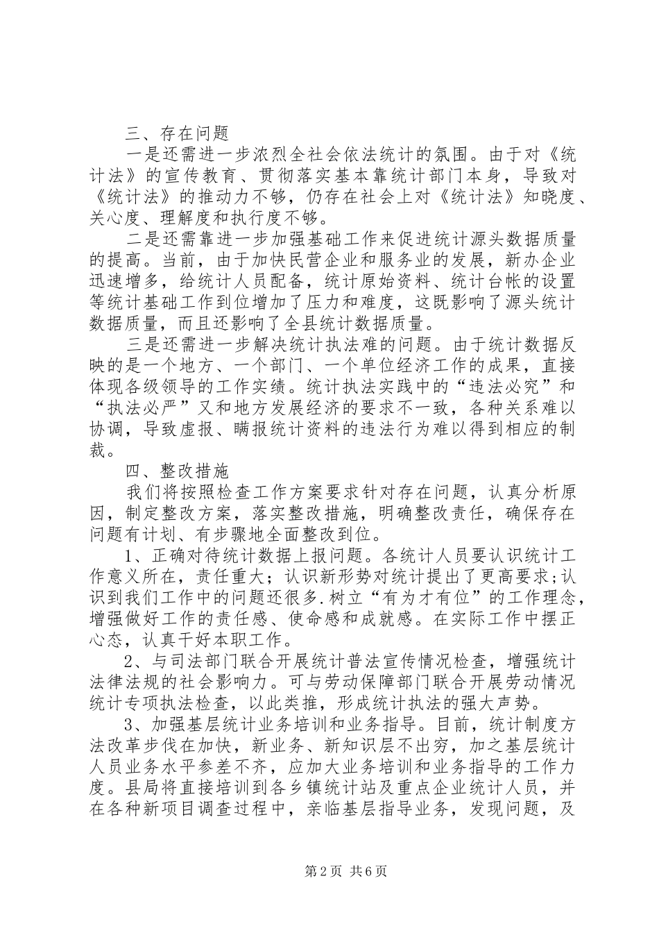 统计执法检查自查报告范文_第2页