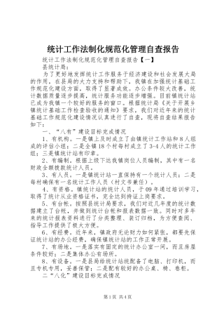 统计工作法制化规范化管理自查报告