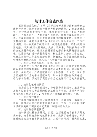 统计工作自查报告