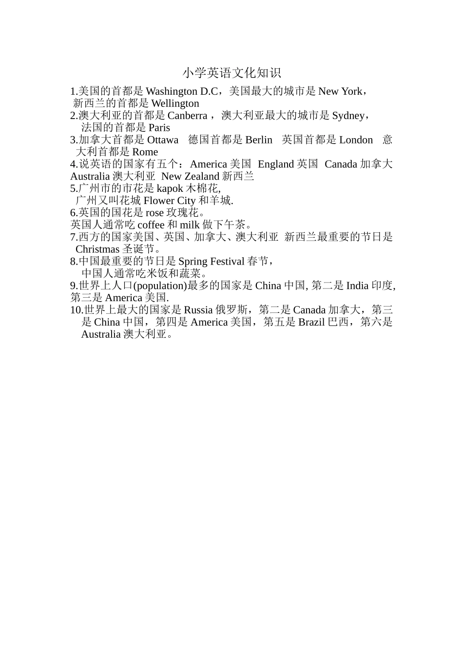 小学英语文化知识_第1页
