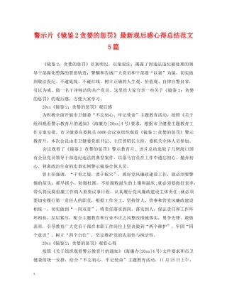警示片《镜鉴2贪婪的惩罚》最新观后感心得总结范文5篇 