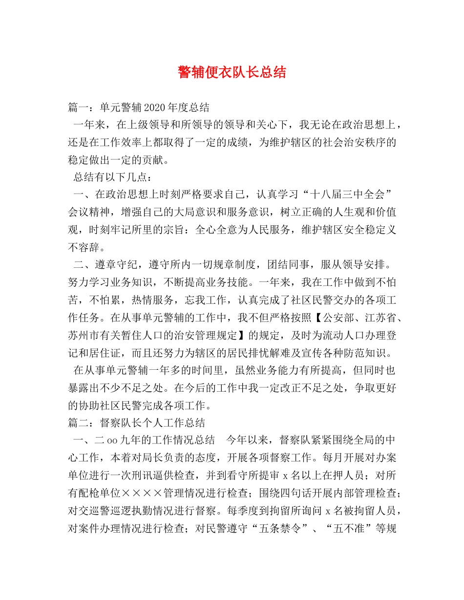 警辅便衣队长总结 _第1页