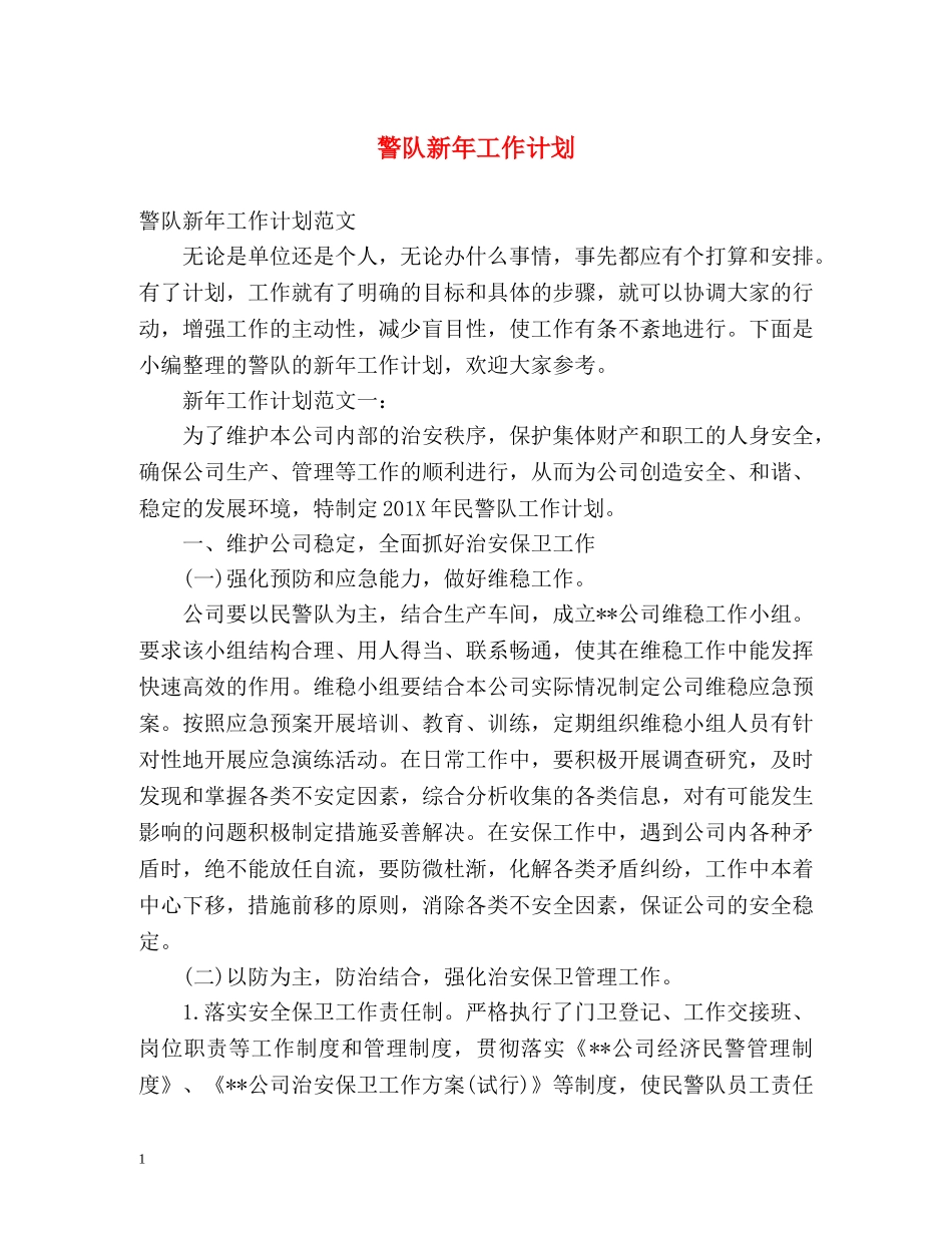 警队新年工作计划 _第1页
