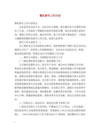 警队新年工作计划 