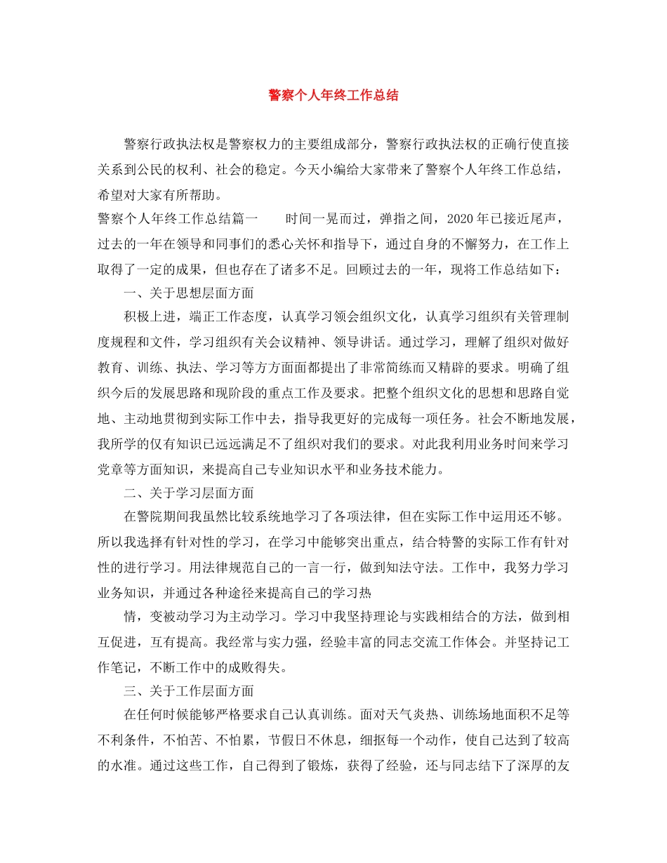警察个人年终工作总结 _第1页