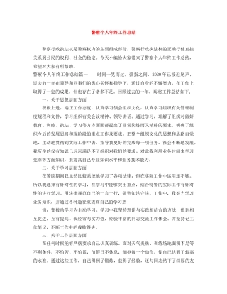 警察个人年终工作总结 