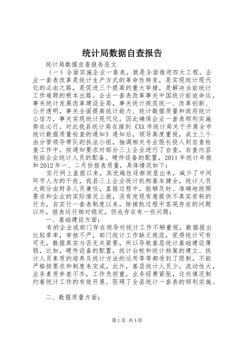 统计局数据自查报告_第1页