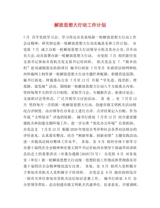 解放思想大行动工作计划 