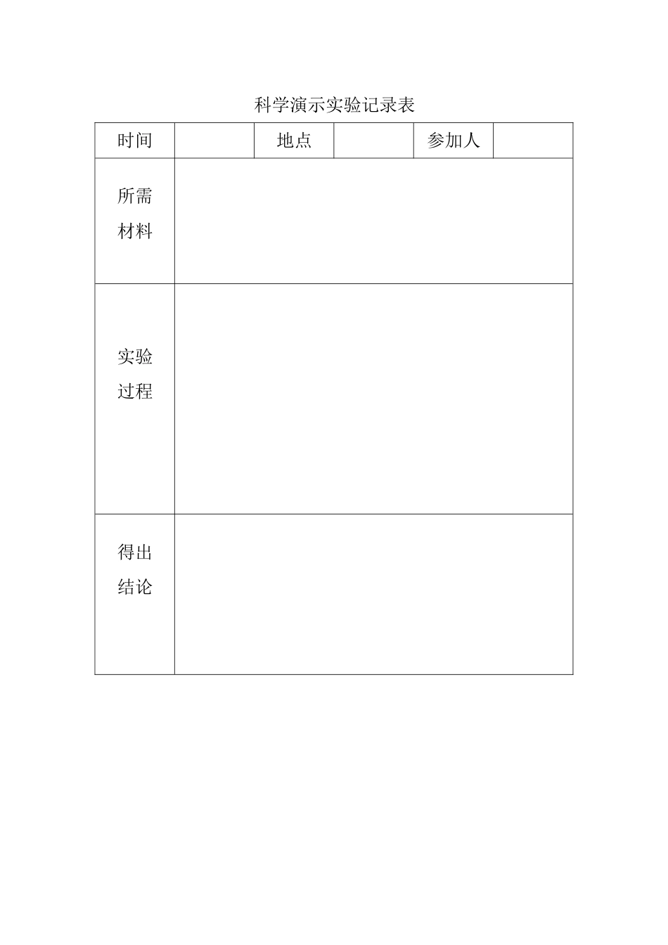 科学演示实验记录表_第1页