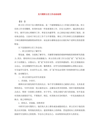 见习期班主任工作总结结尾 