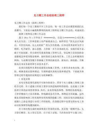 见习期工作总结助理工程师 