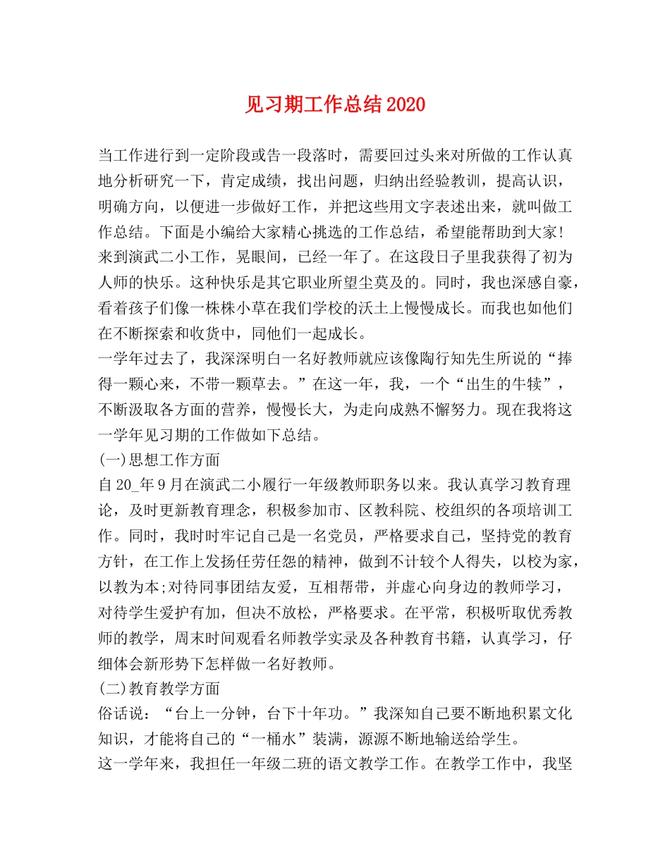 见习期工作总结2020 _第1页