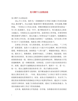 见习期个人自我总结 