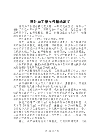统计局工作报告精选范文
