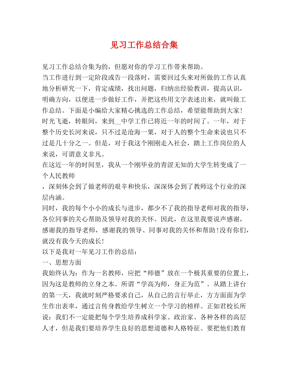 见习工作总结合集 _第1页