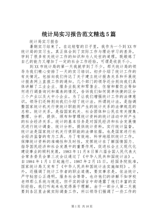 统计局实习报告范文精选5篇