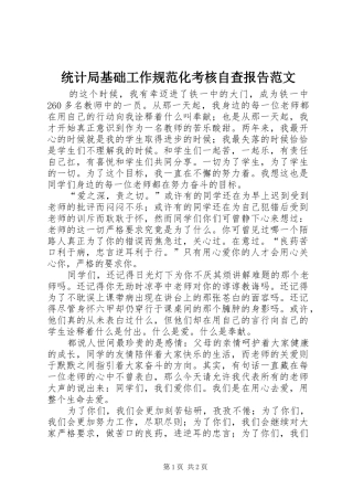 统计局基础工作规范化考核自查报告范文