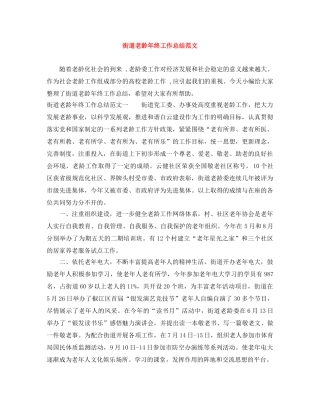 街道老龄年终工作总结范文 