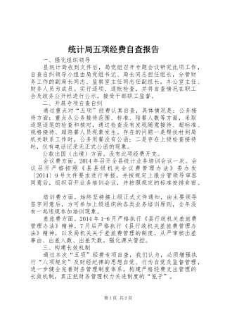 统计局五项经费自查报告